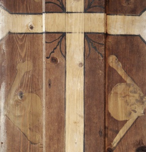 Sargdeckel (Detail), 18. Jh. Leihgabe: Pfarre St. Nikolaus, Hall i.T., Foto: Stadtarchäologie Hall